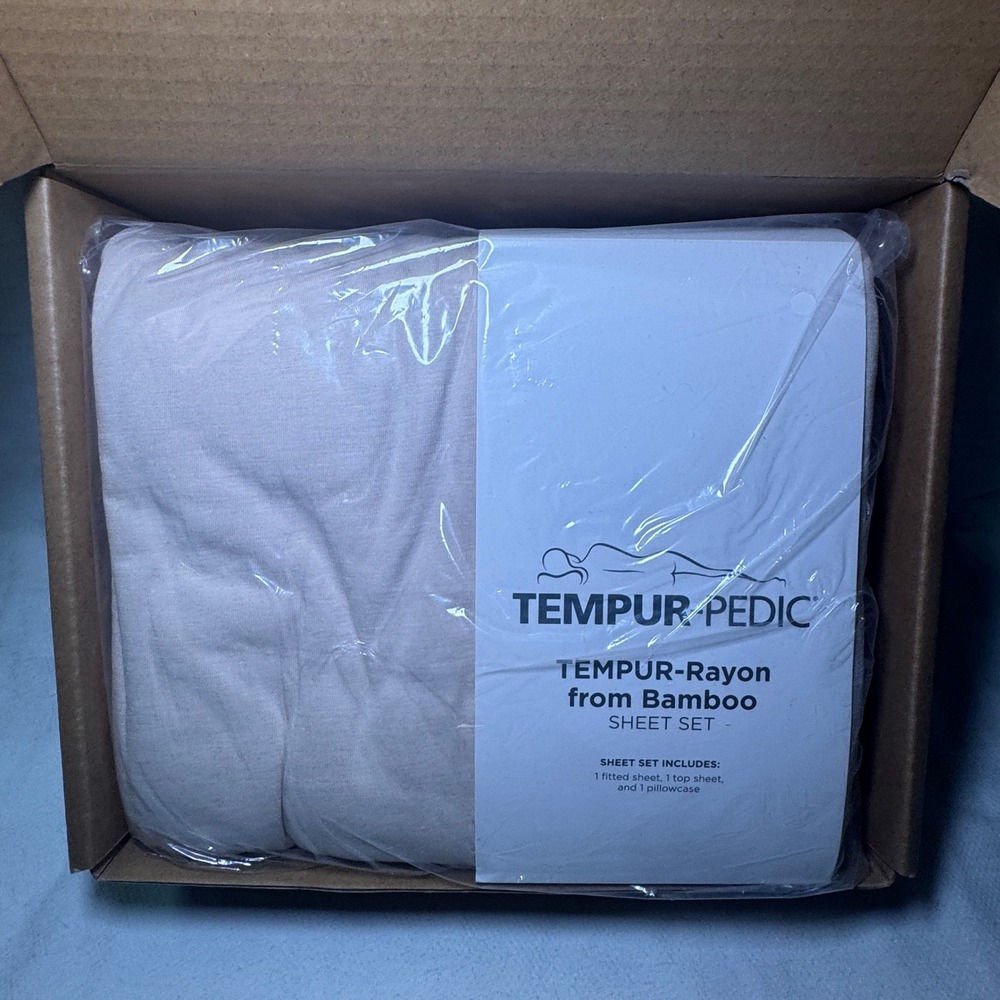 Tempur-Pedic Rayon from Bamboo Sheet Set Twin 3-Piece Sand Tan Bedding NEW